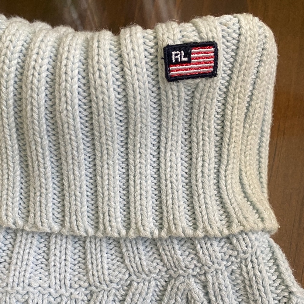 Vintage Polo Ralph Lauren Light Blue Ribbed Turtleneck Sweater - Picture 2 of 7